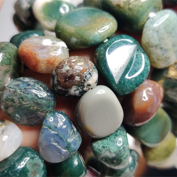 FANCY JASPER STRETCHY NUGGET BRACELET NATURAL STONE w/ FREE FELT POUCH - Picture 6 of 7